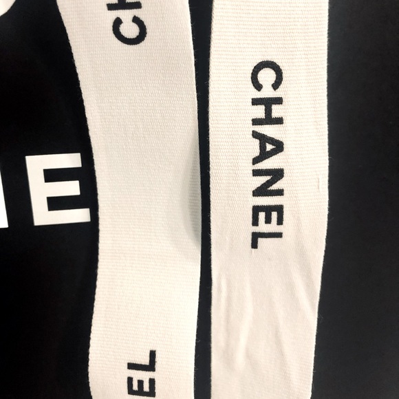 Sold!! Chanel Black Paper Shopping Storage Gift Bag + Ribbon & Paper - Picture 5 of 7